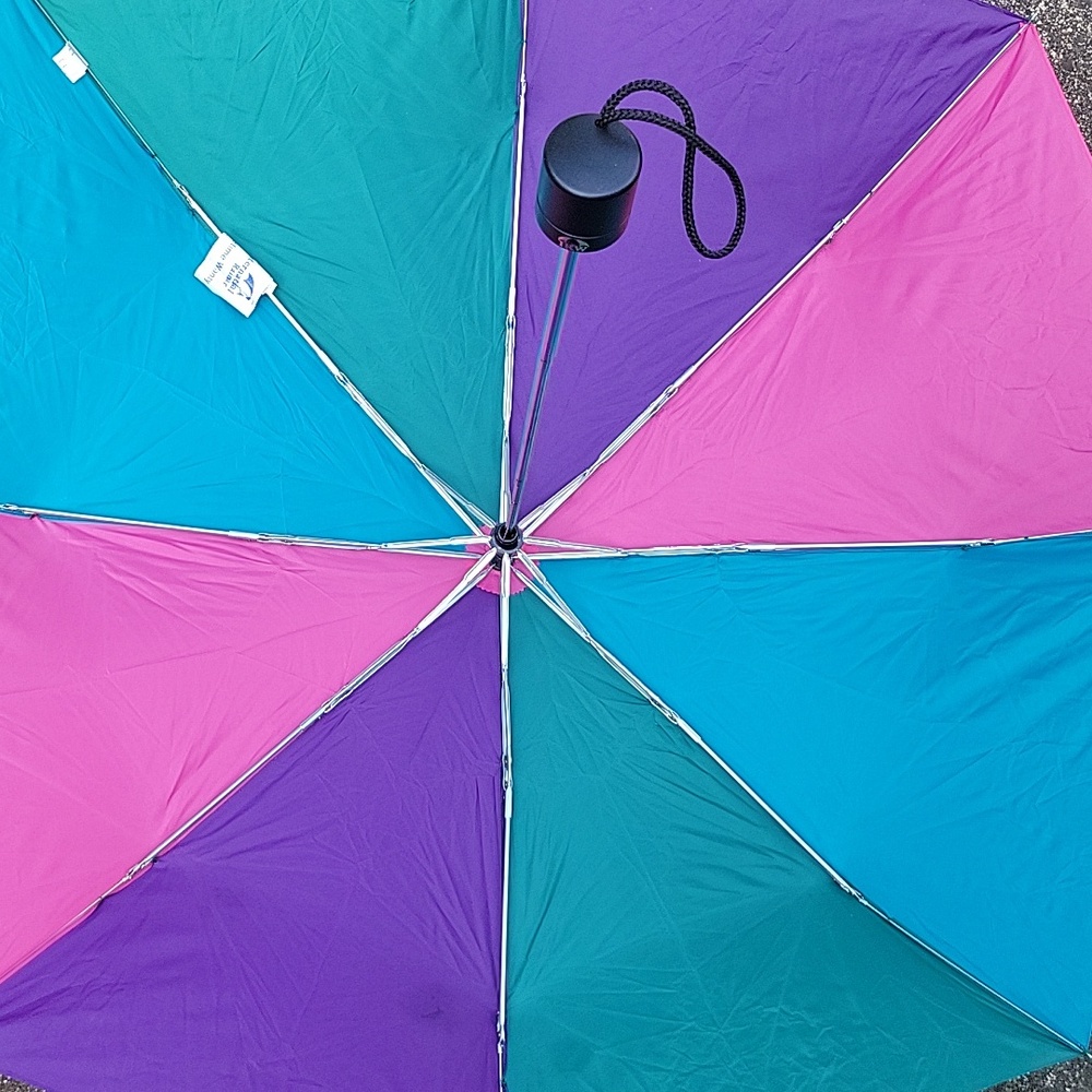 90's Colorful Umbrella. Irw International Rainwear 29" Handle 39" Across. View 5